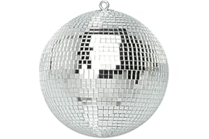 Netagon Silver Mirrored Disco Ball with Hanging Ring Lightweight Ceiling Hanging Mirror Ball, Ideal for Disco Halloween Christmas Birthday Party Decor (250mm, 10")