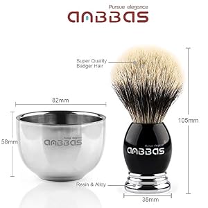 4pcs Shaving Set, Anbbas Silvertip Badger Shaving Brush with Black Resin & Alloy Handle,Acrylic Shaving Stand with Black… - Image 4