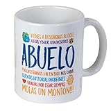 Apta usarse en el microondas Mopec Taza para el Abuelo, Porcelana, Blanco y Azul, 8,1 x 8,1 x 9,5 cm