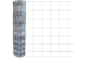 Alqbaio Malla Ganadera Metálica | Red Pastoral Anudada con Alambre de Acero Galvanizado Fuerte de Alta Resistencia | Cerca Forestal de 1 metro de alto | Rollo de 50 metros de Largo