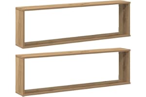 vidaXL Étagères Cube murales 2 pcs chêne Artisanal Bois ingénierie, Stockage en Forme de Cube, Organisateur en Forme de Cube, étagère Flottante