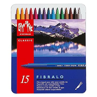 Caran d'Ache Fibralo Lot de 15 stylos fibre dans une boîte en métal