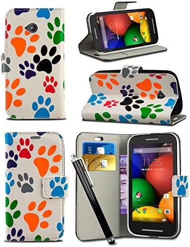 Apple iPhone 7 Plus (5.5 inch) - Fun Colourful Printed Wallet Case Cover Creative Fresh Pattern Design with Integrated Stand &amp; Large STYLUS Pen - Dog Cat Animal Paw Foot Print