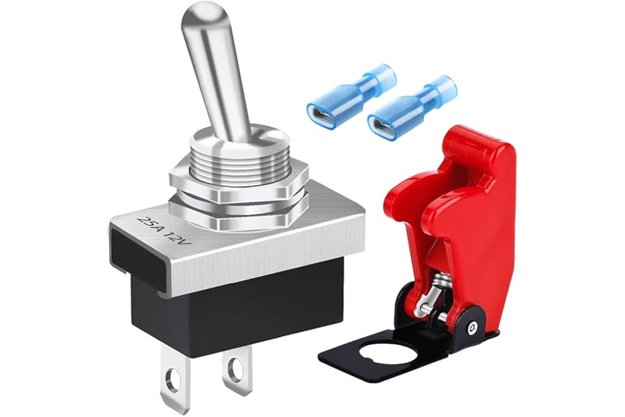 Gebildet Metal Toggle Switch 25A 12VDC/15A 24VDC/10A 250VAC/ 15A 125VAC SPST ON/Off 2Pin 2 Position Rocker Switch with Safety Cover for Auto Car KN3D-101