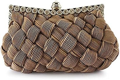 Womens Handbag Wedding Evening Pleated and Braided Rhinestone Purse Clutch