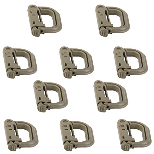 Preisvergleich Produktbild 10pcs D Ring Taktischen Molle Gurtband Verriegelung Schnalle Karabiner Kletter tan