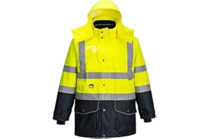 Portwest Parka Haute-Visibilité 7-en-1 Traffic Contrast, Couleur: Jaune/Marine, Taille: XXL, S426YNRXXL