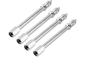 AKOZON tire valve stem extenders + Estensione della valvola del pneumatico | 4Pcs 100mm Adattatore ruota per asta di estensione della valvola della gomma cromata per camion auto camion Van argento