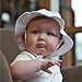 Toddler Girls White Cotton Sun Hats 50 UPF, Drawstring Adjustable, Stay-On Tie (M: 6-30m, Floppy Hat: Tiny Floret)