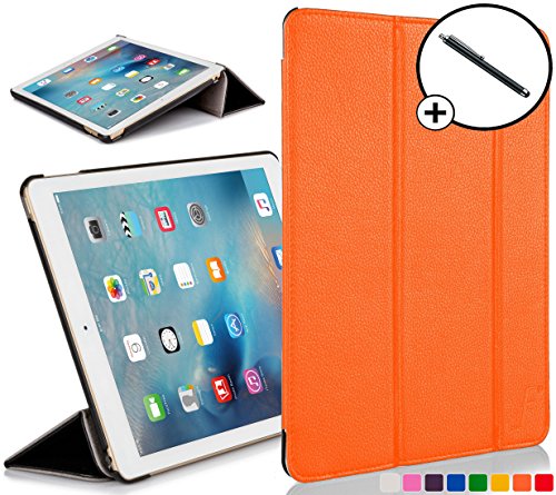 Forefront Cases® Neue Leder Hülle / Tasche / Case / Cover für Apple iPad Air 2 / 2nd Generation (Oktober 2014) - Rundum-Geräteschutz und intelligente Auto-Sleep-Wake-Funktion mit 3-JAHRES-GARANTIE VON FOREFRONT CASES - inkl. Eingabestift