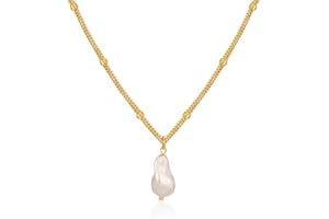 SEPTBIEN Pearl & Mother of Pearl Necklace 18K Gold Plated Heart Pendant Dainty Layering Choker for Women Jewellery Gift