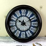 SLH Europäische Retro Uhr-Wohnzimmer-Wanduhr-Metallstumme Kunst-Wanduhr