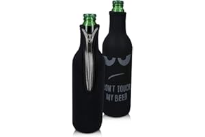 kwmobile 2x Rafraîchisseur de Bouteille Compatible avec Bouteille 330-500ml - Lot de Refroidisseurs Bouteilles Verres Bière Vin Soda - Don't touch my beer blanc-noir