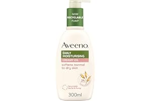 Aveeno Daily Moisturising Creamy Oil (1 x 300ml), Moisturiser with Nourishing Oat and Sweet Almond Oil, Softens and Smoothes Skin, Non-Greasy and VeganBody Cream Suitable for Sensitive Skin
