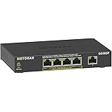 NETGEAR GS305P 5 Port Gigabit Ethernet LAN PoE Switch with 4 Port PoE+ 63W (Plug and Play Network Switch, Fanless with Robust