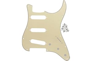 IKN 11-Loch SSS Style Strat Gitarre Pickguard Scratchplate für Fender USA/Mexican Made Standard Stratocaster Modern Style E-Gitarren Part, 3-lagige Creme