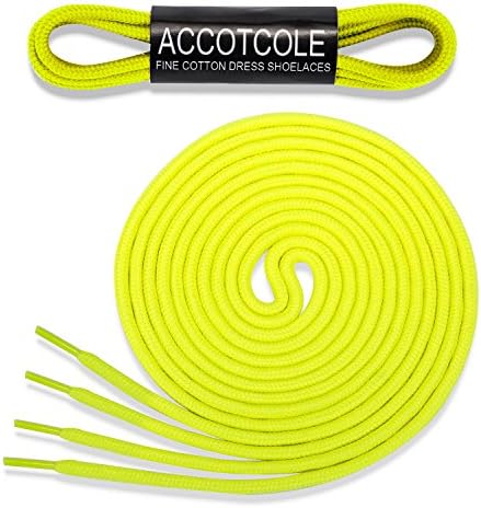 Round Shoelaces [3 Pairs] 5/32" Thick - For Shoes, Sneakers &amp; Boots - By ACCOTCOLE (24"(61cm), Neon Yellow)
