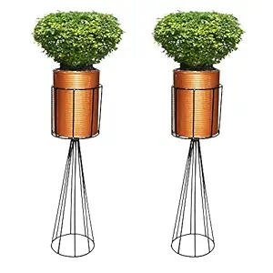 Decorscent Metal Stand with Round corrogated Pot (Foldable) -Set of 2 (22.5