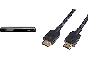 Sony DVP-SR760H Lecteur de DVD/Lecteur de CD (HDMI, Conversion ascendante 1080p, USB-Eingang, Lecture Xvid, Dolby Digital) noir & Amazon Basics Câble HDMI tressé 0,9 m
