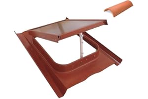 Lucernario Vetro Retinato - Modello 45X60 cm- Telaio in Acciaio - Apertura Vasistas - Luxtig (Coppo, Rosso Mattone)