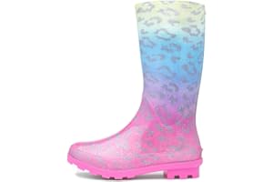SHOE ZONE shoezone - Stormy Kids Rainbow Leopard Print Glitter Welly
