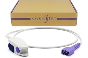 skmeditec compatibile con cavo di connessione diretta per sensore Nellcor Oximax SpO2 da 9,8 piedi, sonda riutilizzabile con connettore a 9 pin, cavo di ricambio con chip