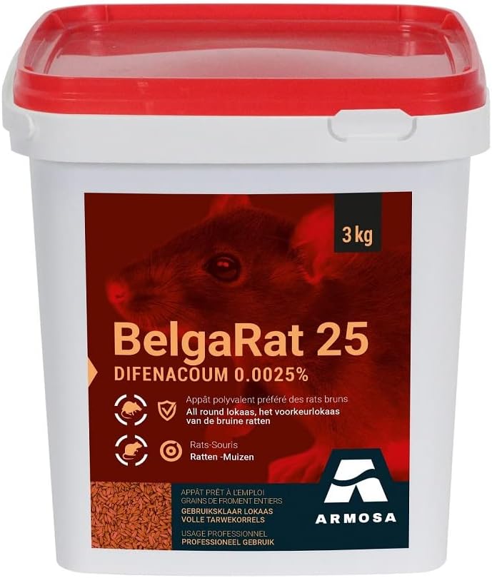 Belgarat 25 (grain blé) Lutte très puissante contre les rats pour l'intérieur et l'extérieur.