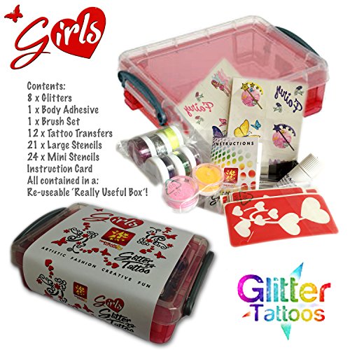 Preisvergleich Produktbild Girls Glitter Body Art Tattoo Kit / Gift Set