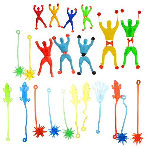 PChero 65pcs Klebrige Spielzeug einschließlich Großer Klettermann ✮ Kleiner Klettermann ✮ Klebrige Hand ✮ Klebrige Flegel ✮ Klebrige Eidechse