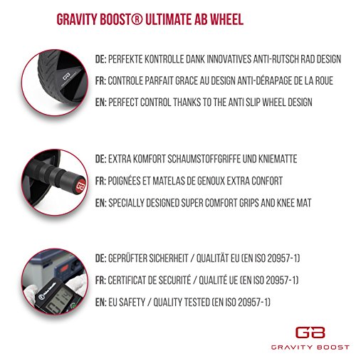 GRAVITY BOOST® Ultimate Abs – Extra Starker Bauchmuskeltrainer – Einzige Bauchmuskelrolle mit geprüfter Sicherheit (EN ISO 20957-1) – Inklusive Gratis Trainingshandbuch und Kniematte – The Bodyweight Training System® (Bauchmuskel Roller, Bauchmuskeln Rolle, Bauchmuskeln Gerät, Sixpack) - 3