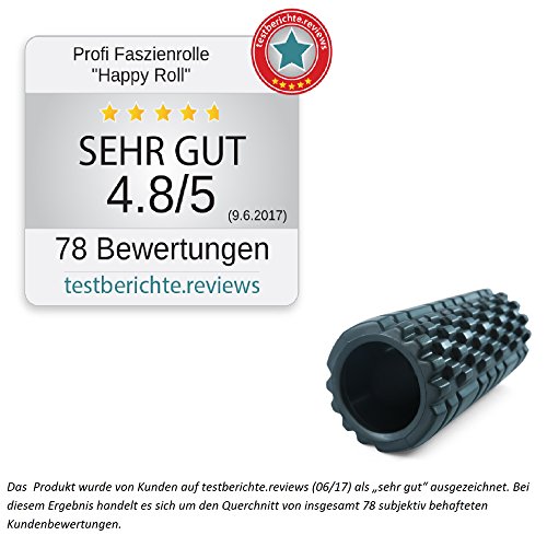 Profi Faszien Rolle „Happy Roll“ von Sportastisch :: hochwertige Massagerolle in geprüfter Qualität :: exklusiv 2 verschiedene Zonen :: mittlerer Härtegrad, ideal für Einsteiger oder Fortgeschrittene :: Belastbarkeit bis 200kg :: Übungsanleitung & E-book INKLUSIVE :: ideal zur Behandlung schmerzender Faszien :: optimale Faszienrolle für Rücken, Wirbelsäule und Schultern: inklusive 3 Jahren Sportastisch Produktgarantie - 2