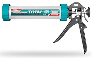 Total Tools - Pistola Aplicador Cerrado de Silicona | Longitud de 305 mm | Con Plato de Empuje | Mango Ergonómico de Aluminio | Acero | Resistente a la Corrosión