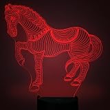 Tiere Pferd 3D Optische Illusions-Lampen, FZAI Tolle 7 Farbwechsel Acryl berühren Tabelle Schreibtisch-Nachtlicht mit 150 cm USB-Kabel für Kinder Schlafzimmer Geburtstagsgeschenke - 4