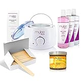 Mylee Salon Quality Waxing Kit Includes Wax Heater, Soft Honey Wax, Waxing Strips, Spatulas, Mylee Pre and After Care Lotion and Equipment Cleaner (Soft Honey Wax Kit)