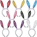 Price comparison product image 8 Pieces Bunny Ear Headbands Rabbit Ear Headbands Sequin Head Bands for Easter Party Costume Accessories, Assorted Colors