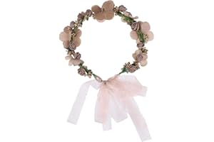 DZXIN Couronne de Fleurs, Couronne Fleur Cheveux Mariage Nuptiale Fleur Couronne avec Ruban pour Chapeau Ornement Party Festival Beach Travle Mariage Accessoires（Haricot Rouge）