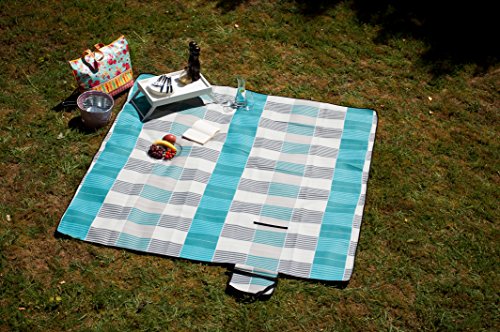 XXL Picknickdecke in trendigem Design mit Tragegriff UND TRAGEGURT 200 x 200 cm, wasserabweisend und schmutzabweisend - 5