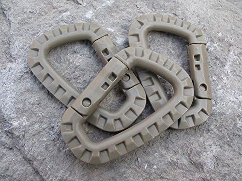 CoolBuyMall® 3 pack High-quality Lightweight D-ring Carabiner Hanging Hook Tactical Link Snap Keychain (Tan)