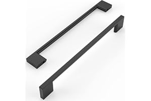 Amerdeco 10 Piezas Tiradores de Cocina 192mm Tiradores Negro para Armarios, Cajones, Muebles y Puertas, de Aleación de Aluminio UK0035