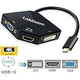 USB-C Multiport Adapter,CableDeconn 3in1 USB-C Type C 3.1(Thunderbolt 3 Compatible) To HDMI DVI VGA 4K Cable Adapter Converter For 2016 2017 Macbook Pro