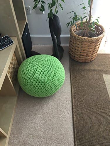 CraftSisters Handmade Crochet Pouf - Made with Bobbiny Rope - Lime Green