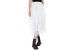 Monbessi Spódnica tiulowa dla kobiet spódnice damskie elastyczna talia 80 cm spódnica midi nieregularna spódnica siatkowa na co dzień, studniówka, impreza