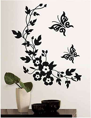 Wall Sticker Living Room Ornament Flower Vine Flower Butterfly Wall stickers bedroom BR/K