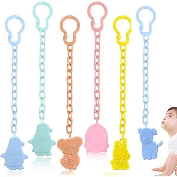 Catenella Portaciuccio Per Bambini - Set Da 6 Pezzi In Silicone Con Clip - Foto 8