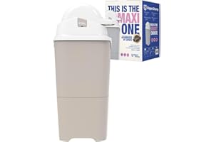 DIAPER CHAMP DiaperChamp Maxi Clay - Cubo de pañales inodoro - gran capacidad de hasta 60 pañales - use bolsas normales - ideal para varios niños en pañales, gemelos, guarderías, cuidadores de huéspedes