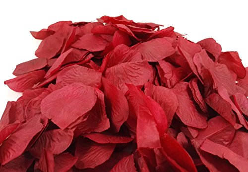 500 dunkelrote Rosenblätter, bordeaux rot – Hochzeitsdeko, Valentinstag, Heiratsantrag, Streudeko, Liebe, Romantisch, Basteln – dunkelrot, Stoff, Blütenblätter, Valentinsgeschenk, künstliche Blütenblätter - 3
