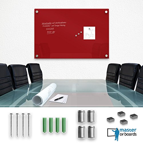 Moderne Glas Magnettafel Luxury – variabel montierbar – Sicherheitsglas – inkl. Magnete – Rot – Größe wählbar (60×90 cm) - 2