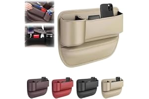 FIENZA Car Seat Gap Filler Organizer,Car Seat Storage Box with Cup Holder,PU Leather Car Accessories Interior in Between Seats, Car Organizer for IPhone Wallet Cards Keys