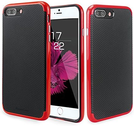 iPhone 7 Plus Case, Ambercase Drop Protection Slim Flexible TPU Case Cover with PC Bumper, Shock Absorption Anti-Slip/Scratch Grip Case for Apple iPhone 7 Plus(5.5 Inch)-Black+Red