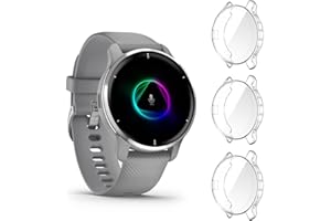 Diruite 3 Stück Schutzhülle Kompatibel mit Garmin Venu 2 Plus Hülle Schutzhülle,Soft TPU Slim Stoßfestes Plattierte Kompletter Schutz Displayschutzfolie für Garmin Venu 2 Plus Case